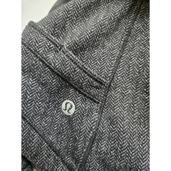 Lululemon Base Runner 1/2 Zip Heathered Herringbone Black Reflective Trim Sz 6 - Picture 7 of 14